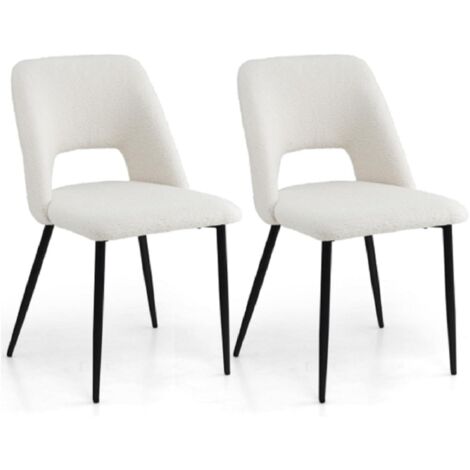 Set di 2 sedie da pranzo con schienale vuoto e gambe in metallo, 2 sgabelli alti da bar moderni Beige
