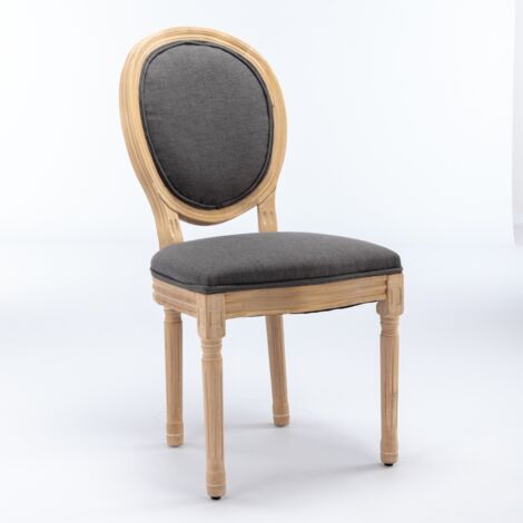 Set di 2 Sedie da Pranzo, Confortevole e Resistente, Fino a 300 Libbre, Supporto Solido, Legno, Lino Grigio per Sala da Pranzo