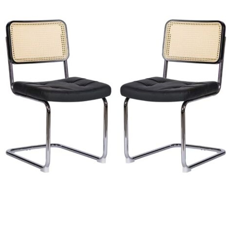 Set di 2 sedie da pranzo design moderno con struttura in acciaio cromato nero