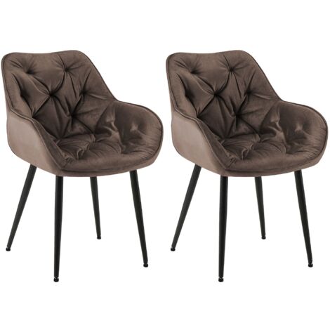 Set di 2 sedie da pranzo di design e moderne con seduta in velluto marrone e gambe in metallo nero 100001665
