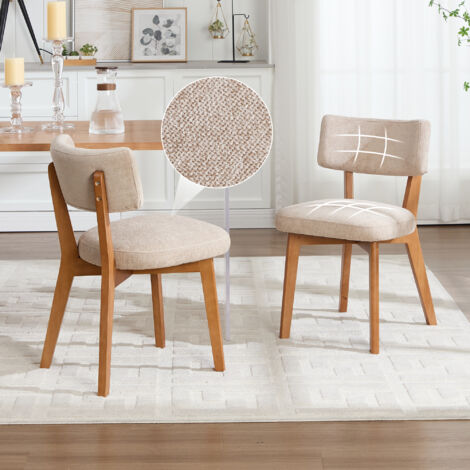 Set di 2 sedie da pranzo ergonomiche con schienale e seduta imbottiti, struttura in legno, per ufficio, colore kaki