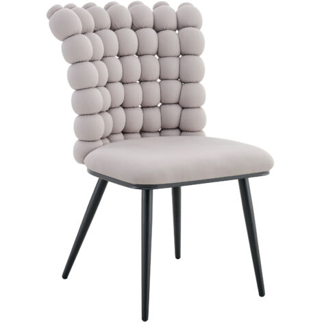 Set di 2 Sedie da pranzo, imbottita comoda con schienale 3D a sfere, rivestimento in velluto grigio chiaro, per sala da pranzoero