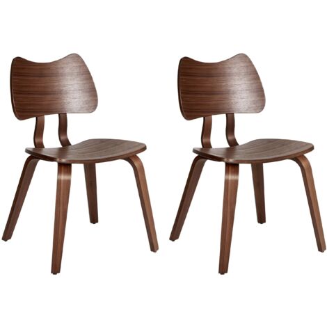 Set di 2 sedie da pranzo in gomma con struttura in legno Mobili da cucina per la sala da pranzo Marrone scuro Diana
