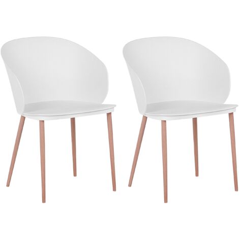 Set di 2 Sedie da Pranzo in Materiale Sintetico Bianco Gambe in Metallo Blaykee