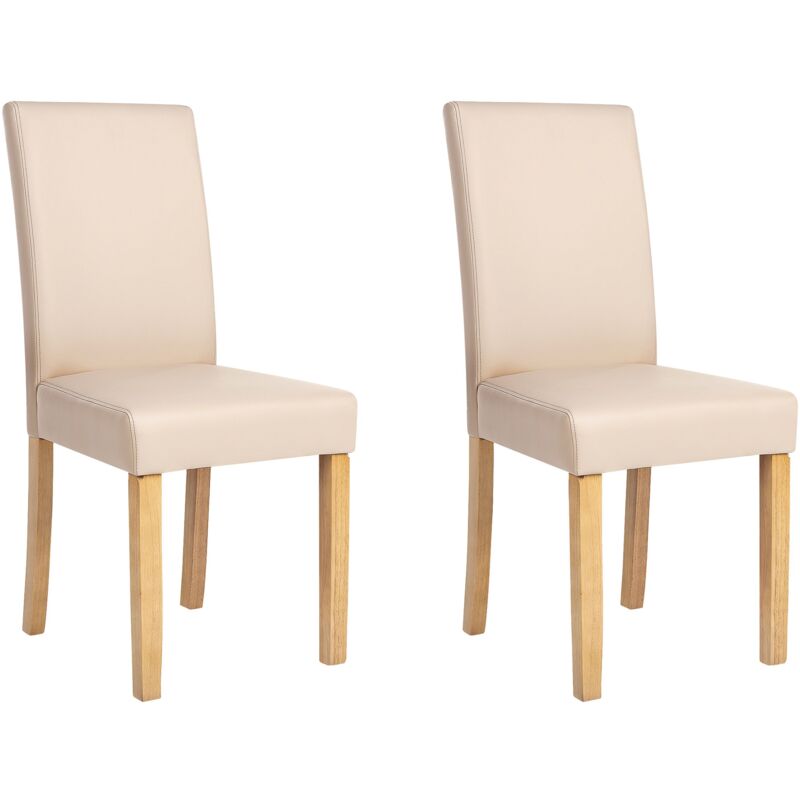 Beliani - Set di 2 Sedie da Pranzo in Ecopelle Beige Gambe in Legno Tradizionali Broadway