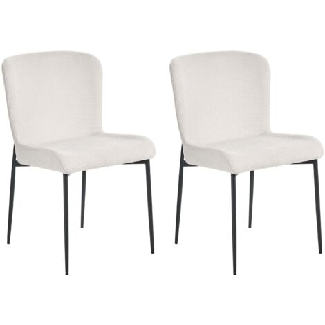 Set di 2 sedie da pranzo in tessuto poliestere con texture a maglia bianco Ada