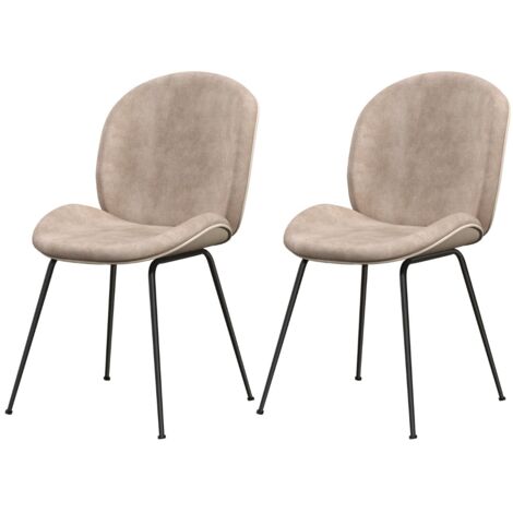 Set di 2 sedie da pranzo in velluto con base in metallo, Set di sedie da cucina moderne imbottite Marrone