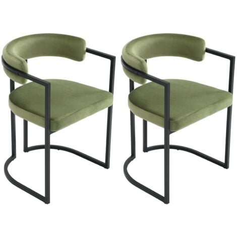 Set di 2 Sedie da Pranzo in Velluto Sedie da Cucina Moderne con Struttura in Metallo Sedie da Salotto per Soggiorno, Verde