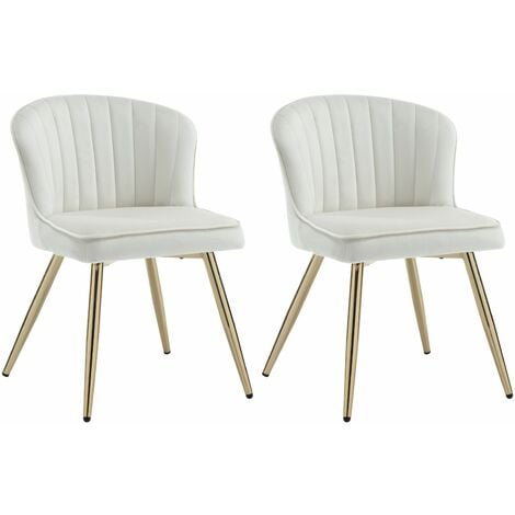 Set di 2 Sedie da Pranzo in Velluto Sedie da Cucina Moderne Sedie da Salotto Imbottite con Gambe in Metallo per Soggiorno, Beige