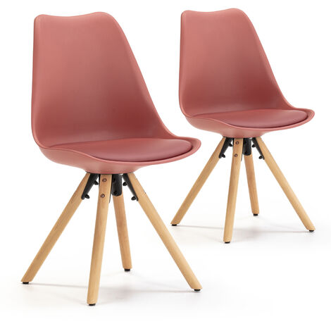 Set di 2 sedie da pranzo Jeff stile nordico rosso, 54 x 49 x 84 cm
