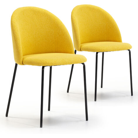 Set di 2 sedie da pranzo Kenia imbottite senape, 43 x 47 x 78,5 cm