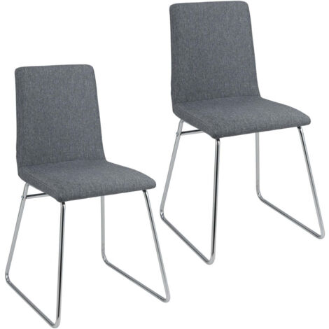 Set di 2 sedie da pranzo moderne 52 x 47 x 88 cm schienale pieghevole seduta comoda finitura in metallo tessuto grigio 200012432