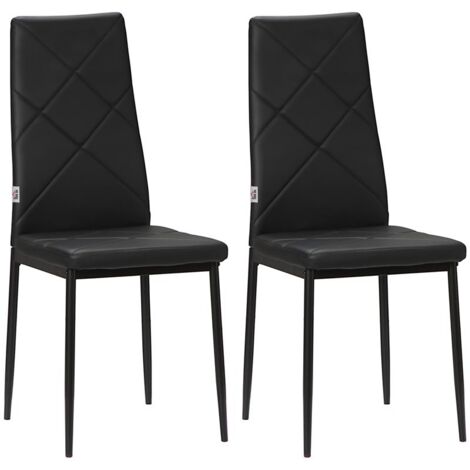 SET DI 2 SEDIE DA PRANZO MODERNE CON SCHIENALE ALTO IN FINTA PELLE E ACCIAIO. 41X50X97 CM. NERO
