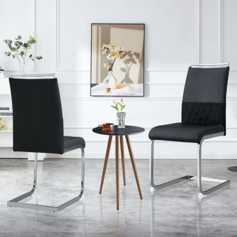 Set di 2 sedie da pranzo moderne, schienale in ecopelle PU e lino, sedia laterale imbottita con schienale alto, design dello schienale a strisce orizzontali per sala da pranzo, cucina, sedia da uffici