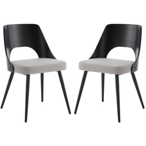 Set di 2 Sedie da Pranzo Moderne Sedie da Cucina in Tessuto di Lino con Gambe in Metallo Sedie da Salotto Imbottite per Soggiorno,Grigio