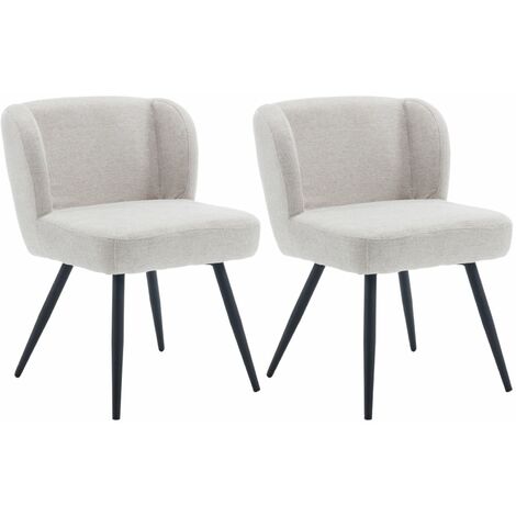 Set di 2 Sedie da Pranzo Moderne Sedie da Cucina in Tessuto di Lino Sedie da Salotto con Gambe in Metallo Per Soggiorno,Farina D'avena
