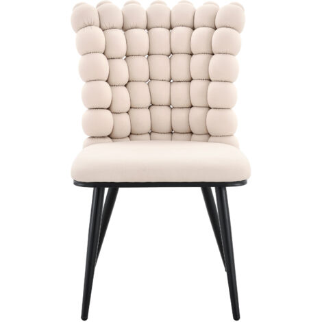 Set di 2 Sedie da pranzo rivestite in velluto, schienale decorativo, design artistico, struttura resistente in metallo bianco