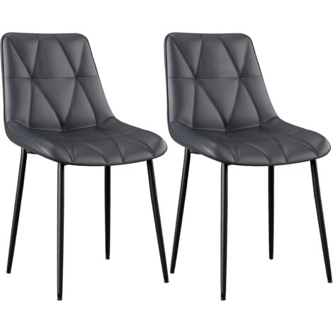 Set di 2 sedie da pranzo, sedie da cucina, fino a 200 kg, imbottite, gambe in poliuretano, stabili, comode, grigie