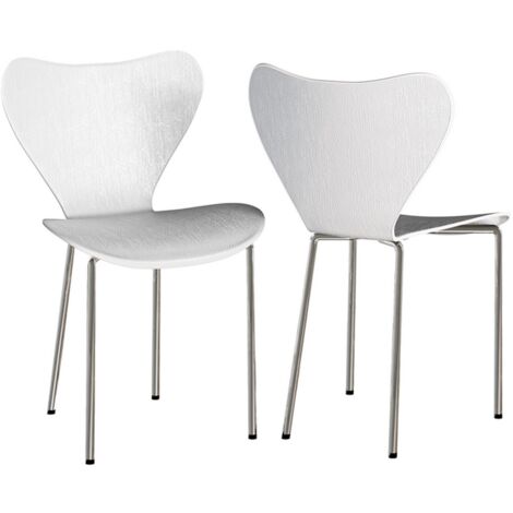 Set di 2 sedie da pranzo sedie da cucina in plastica per uso domestico e in ufficio bianco
