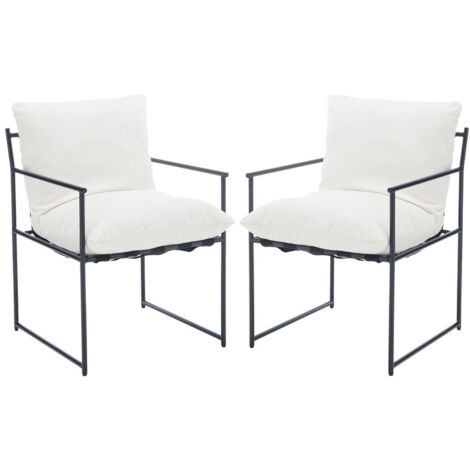 Set di 2 Sedie da Pranzo Sedie da Cucina Stile Industriale Sedie Imbottite Sala da Pranzo per Soggiorno,Bianco
