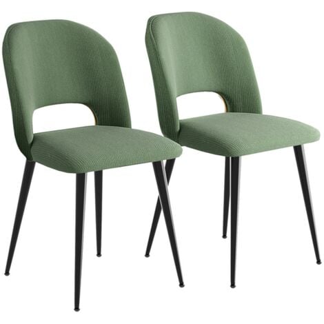 HALOYO Set di 2 sedie da pranzo, sedie da soggiorno, sedie da cucina, sedie imbottite, tessuto a righe, gambe in metallo, 86x58x50 cm, verde