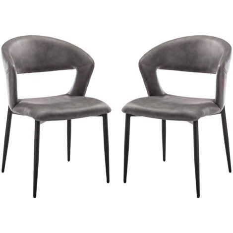 Set di 2 Sedie da Pranzo Sedie in Ecopelle Sedia Sala da Pranzo con Gambe in Metallo Poltrona Imbottite per Soggiorno, Grigio