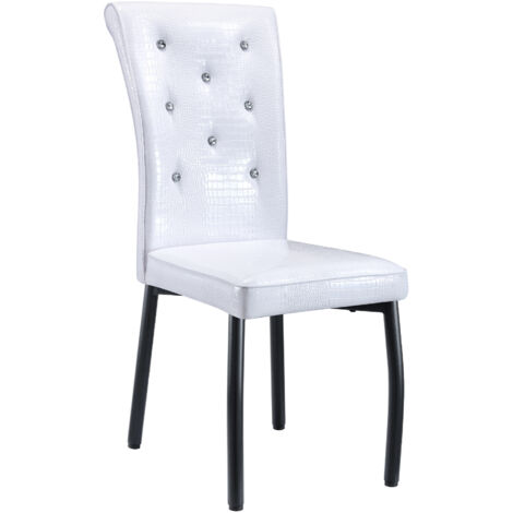 Set di 2 Sedie da Pranzo, sedie soggiorno in pelle effetto coccodrillo, sedie cucina, design caldo, metallo, bianco, per casa