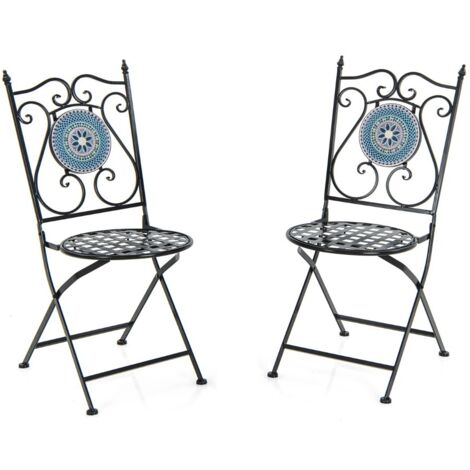 Set di 2 Sedie in metallo da giardino, Sedie eleganti e pieghevoli per uso interno ed esterno 55x42x94cm