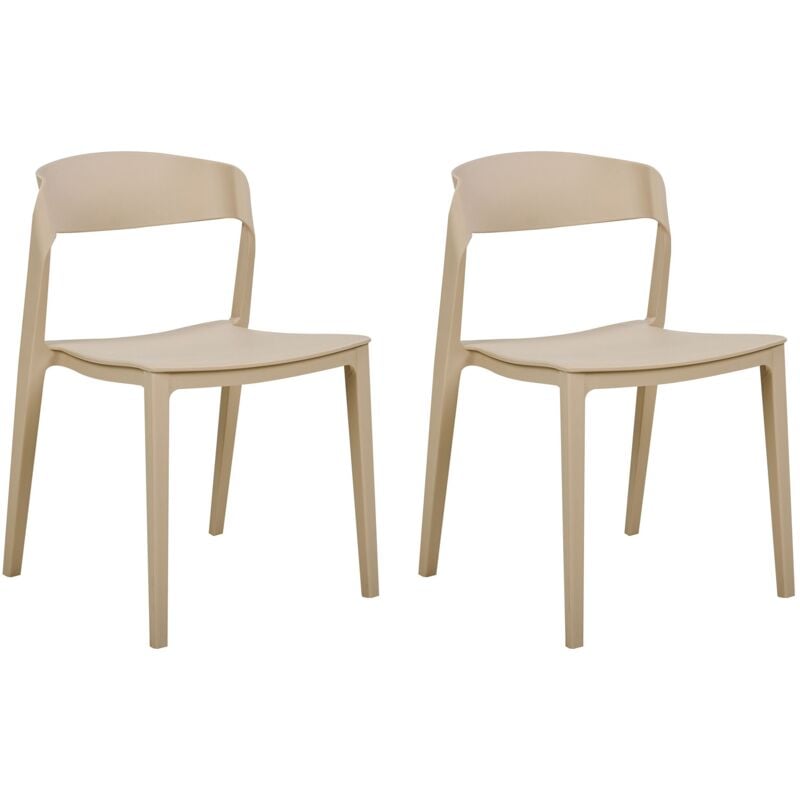 Set di 2 sedie in plastica impilabili con braccioli senza gambe Sedie da conferenza Design moderno Sala da pranzo Beige Somers