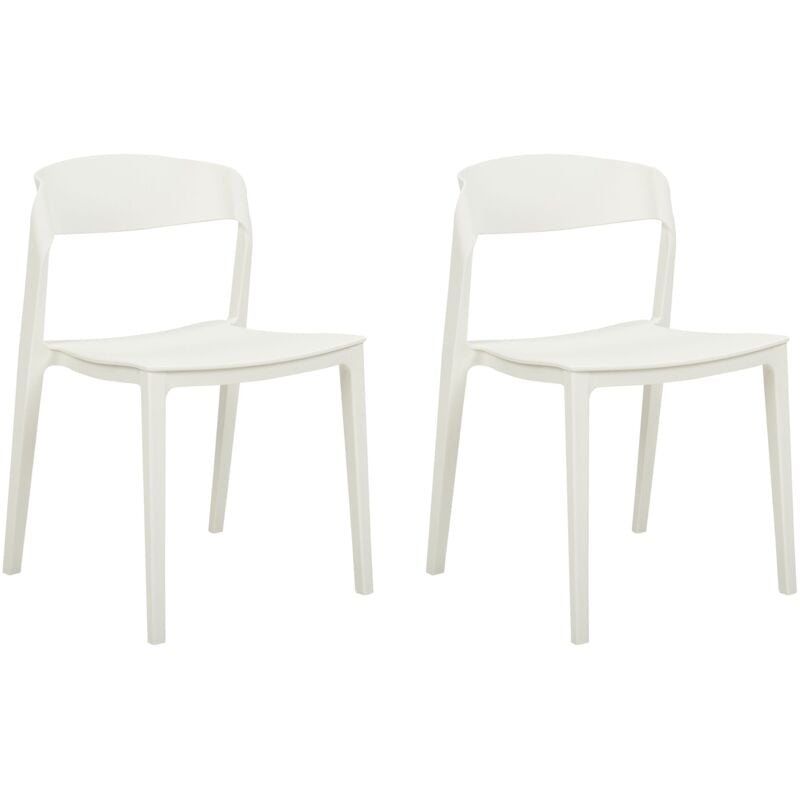 Set di 2 sedie in plastica impilabili con braccioli senza gambe Sedie da conferenza Design moderno Sala da pranzo Bianco Somers