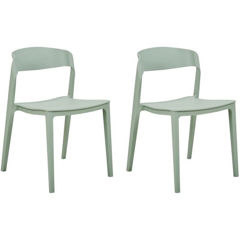 Beliani - Set di 2 sedie in plastica impilabili con braccioli senza gambe Sedie da conferenza Design moderno Sala da pranzo Verde Menta Somers