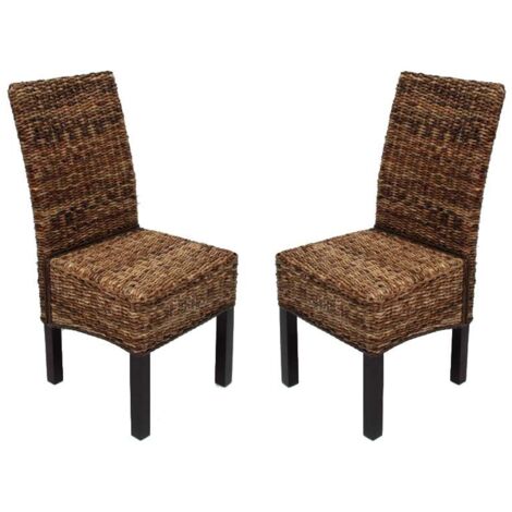 Set di 2 sedie in rattan banana intrecciato con gambe scure CDS04001