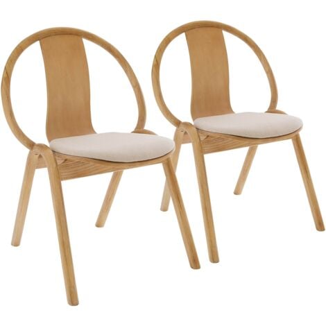 Set di 2 sedie in stile scandinavo in legno di olmo