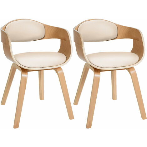 Set di 2 sedie Kingston in finta pelle Natura/crema