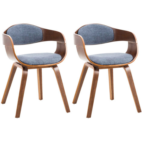 Set di 2 sedie Kingston in tessuto Noce/blu chiaro