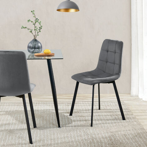Set di 2 Sedie Lexnitz da Sala Pranzo Effetto Velluto - Grigio scuro [en.casa]