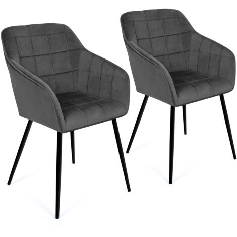 Set di 2 sedie MADY in velluto grigio con braccioli
