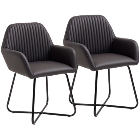 Set di 2 sedie moderne per sala da pranzo, cucina o soggiorno, imbottite in similpelle marrone, dimensioni 60x56,5x85 cm