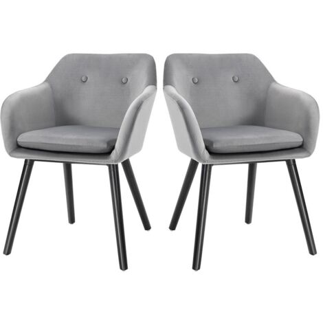 SET DI 2 SEDIE PER SALA DA PRANZO CON BRACCIOLI IMBOTTITE E IN VELLUTO. 54X56X74CM. GRIGIO