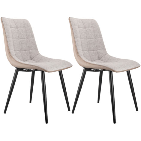 Set di 2 Sedie, Porteata 150kg, Imbottitura Spessa, struttura metallo, Beige, per cucina