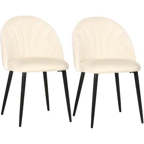 Set di 2 Sedie Sala da Pranzo, Sedie Cucina Moderne con Schienale a Conchiglia e Gambe in Metallo, Sedia in Velluto con Imbottita per Cucina, Camera da Letto, Ufficio e Soggiorno, Beige