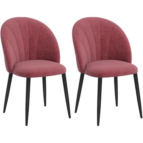 Set di 2 Sedie Sala da Pranzo, Sedie Cucina Moderne con Schienale a Conchiglia e Gambe in Metallo, Sedia in Velluto con Imbottita per Cucina, Camera da Letto, Ufficio e Soggiorno, Rosso Antico