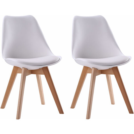 Set di 2 sedie scandinave bianche NORA con cuscino