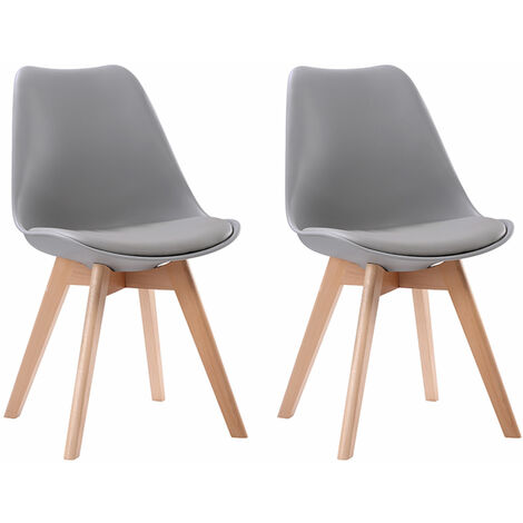 Set di 2 sedie scandinave grigie NORA con cuscino