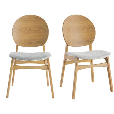 Set di 2 sedie scandinave in legno chiaro e tessuto grigio ELTON