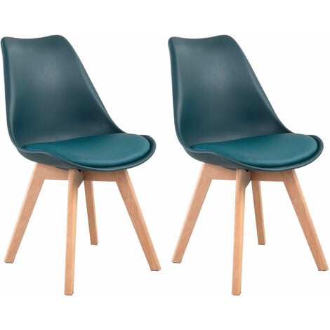 Set di 2 sedie scandinave NORA blu con cuscino