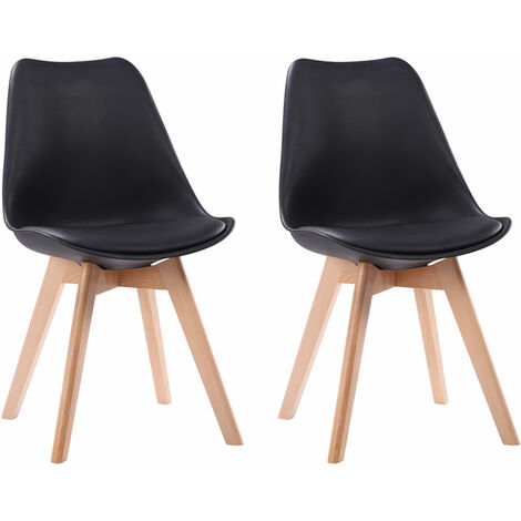 Set di 2 sedie scandinave NORA nere con cuscino