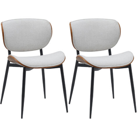 Set di 2 sedie visitatore Enid con rivestimento in similpelle o tessuto Noce/crema Tessuto