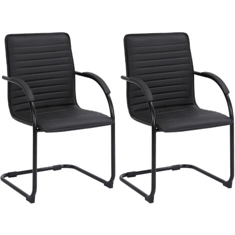 Set di 2 sedie visitatore Tira in similpelle nero/nero