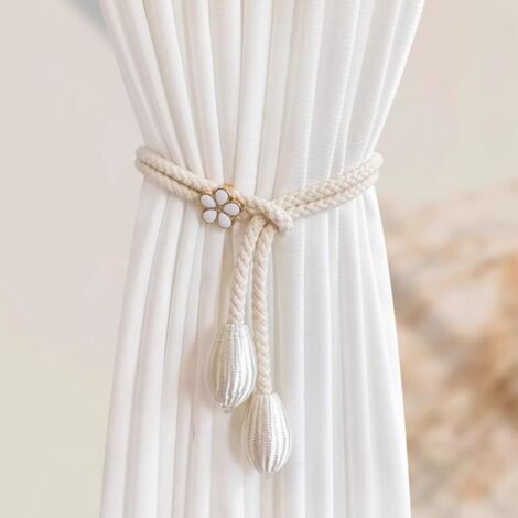 Set di 2 semplici cordini regolabili per tende in voile, ideali per riporre le tende, con cordino di fissaggio.